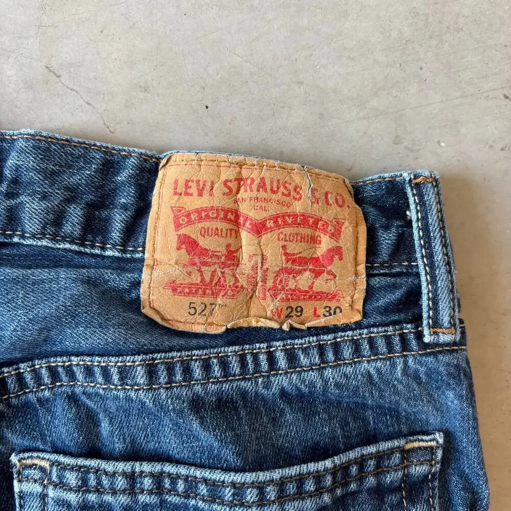 y2k levi’s 527 faded bootcut flared distressed jeans